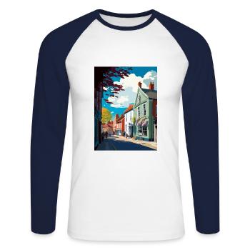 Faversham Angleterre Kent Vintage voyage affiche WPA - T-shirt baseball manches longues Homme - blanc/marine - Devant - Nik (191cm)