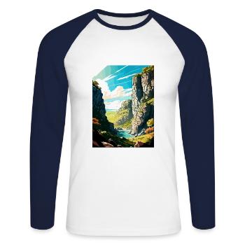 Cheddar Gorge England Vintage Reiseposter WPA - Unisex Baseballshirt langarm - Weiß/Navy - Vorne - Nik (191cm)