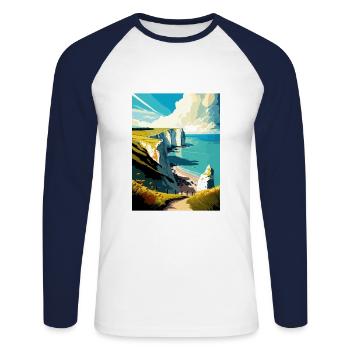Eastbourne Decoration Vintage Travel Poster WPA - Unisex Long Sleeve Baseball T-Shirt - white/navy - Front - Nik (191cm)
