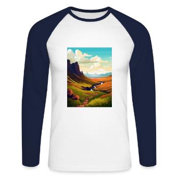 Isle Of Skye Scotland Vintage Travel Poster WPA - Unisex Long Sleeve Baseball T-Shirt - white/navy - Front - Nik (191cm)
