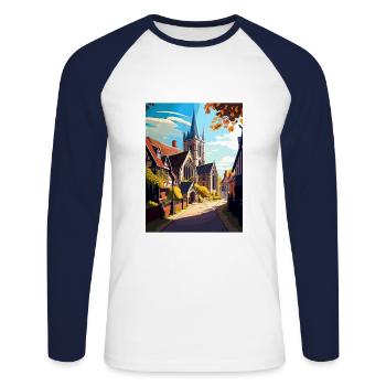 Ministre Angleterre Kent Vintage Travel Poster WPA - T-shirt baseball manches longues Homme - blanc/marine - Devant - Nik (191cm)