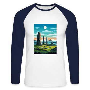 Isle Of Lewis Schottland Vintage Reiseposter WPA - Unisex Baseballshirt langarm - Weiß/Navy - Vorne - Nik (191cm)