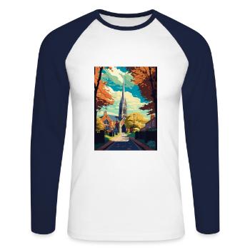 Chichester England Deko Vintage Reiseposter WPA - Unisex Baseballshirt langarm - Weiß/Navy - Vorne - Nik (191cm)
