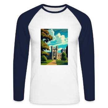 Windsor Castle Scotland Vintage Travel Poster WPA - Unisex Long Sleeve Baseball T-Shirt - white/navy - Front - Nik (191cm)