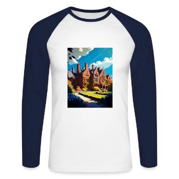 Chartwell Decoration Vintage Travel Poster WPA Art - Unisex Long Sleeve Baseball T-Shirt - white/navy - Front - Nik (191cm)