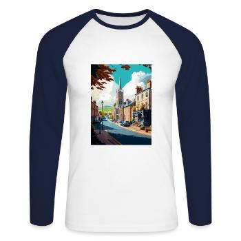 Ulverston Decoration Vintage Travel Poster WPA Art - Unisex Long Sleeve Baseball T-Shirt - white/navy - Front - Nik (191cm)