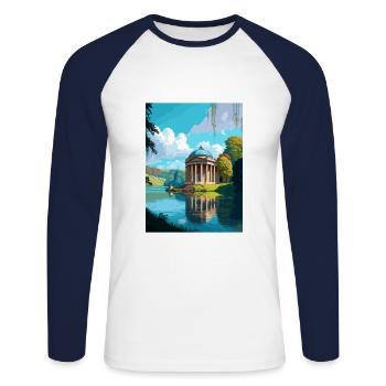 Stourhead Decoration Vintage Travel Poster WPA Art - Unisex Long Sleeve Baseball T-Shirt - white/navy - Front - Nik (191cm)