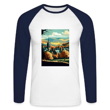 Tolles Malvern England Vintage Reiseposter WPA - Unisex Baseballshirt langarm - Weiß/Navy - Vorne - Nik (191cm)