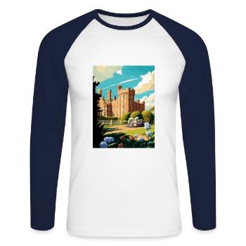 Walmer Angleterre Kent Vintage voyage affiche Souvenir - T-shirt baseball manches longues Homme - blanc/marine - Devant - Nik (191cm)
