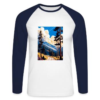 Angeles National Forest Kalifornien Reiseposter - Unisex Baseballshirt langarm - Weiß/Navy - Vorne - Nik (191cm)