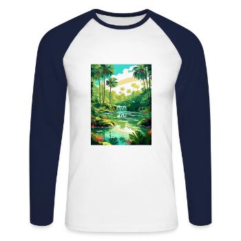 Rainbow Springs State Park Florida Travel Poster - Unisex Long Sleeve Baseball T-Shirt - white/navy - Front - Nik (191cm)
