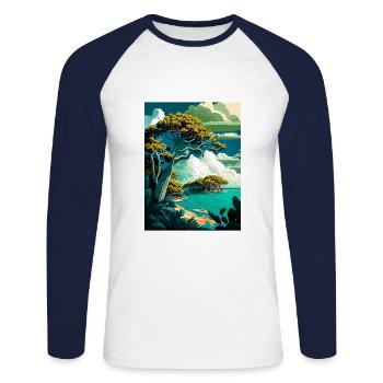 Biscayne Nationalpark Kamelrücken Florida Souvenir - Unisex Baseballshirt langarm - Weiß/Navy - Vorne - Nik (191cm)