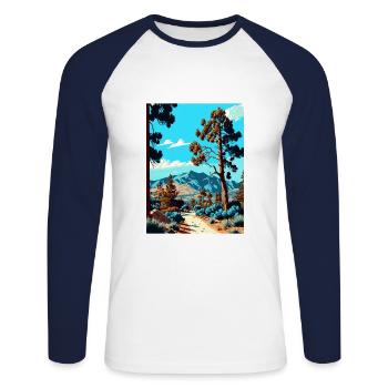 San Bernardino National Forest California Souvenir - Unisex Baseballshirt langarm - Weiß/Navy - Vorne - Nik (191cm)