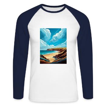 Point Reyes National Seashore California Souvenir - Unisex Baseballshirt langarm - Weiß/Navy - Vorne - Nik (191cm)
