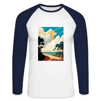 Biscayne Nationalpark Kamelrücken Florida Souvenir - Unisex Baseballshirt langarm - Weiß/Navy - Vorne - Nik (191cm)