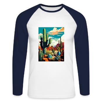 Orgelpfeifenkaktus National Monument Arizona Reisen - Unisex Baseballshirt langarm - Weiß/Navy - Vorne - Nik (191cm)
