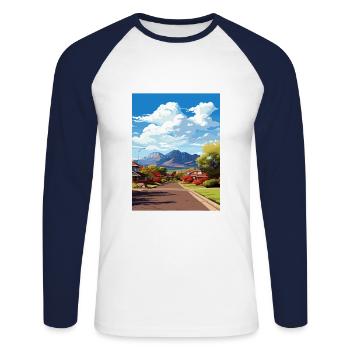 Springdale Utah affiches Vintage voyage affiche WPA - T-shirt baseball manches longues Homme - blanc/marine - Devant - Nik (191cm)