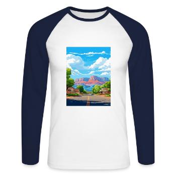 Springdale Utah affiches Vintage voyage affiche WPA - T-shirt baseball manches longues Homme - blanc/marine - Devant - Nik (191cm)