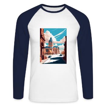 Syracuse New York State Vintage Reiseposter WPA - Unisex Baseballshirt langarm - Weiß/Navy - Vorne - Nik (191cm)