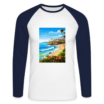 Laguna Beach Kalifornien Vintage Reiseposter WPA - Unisex Baseballshirt langarm - Weiß/Navy - Vorne - Nik (191cm)