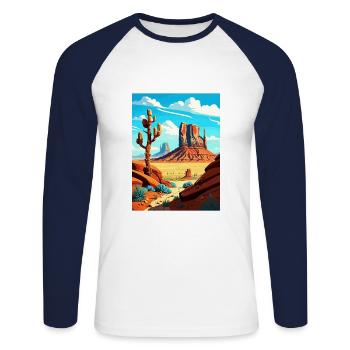 Monument Valley Arizona Vintage Reiseposter WPA - Unisex Baseballshirt langarm - Weiß/Navy - Vorne - Nik (191cm)