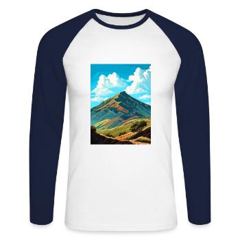 Mont Diablo Californie Vintage voyage affiche WPA - T-shirt baseball manches longues Homme - blanc/marine - Devant - Nik (191cm)