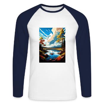 Fool Hollow Lake Arizona Vintage Travel Poster WPA - T-shirt baseball manches longues Homme - blanc/marine - Devant - Nik (191cm)