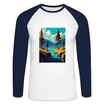 Lake Mammoth Kalifornien Vintage Reiseposter WPA - Unisex Baseballshirt langarm - Weiß/Navy - Vorne - Nik (191cm)