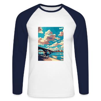 Tempe Town Lake Arizona Vintage Travel Poster WPA - Unisex Long Sleeve Baseball T-Shirt - white/navy - Front - Nik (191cm)
