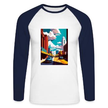 Rochester New York State Vintage Travel Poster WPA - Unisex Long Sleeve Baseball T-Shirt - white/navy - Front - Nik (191cm)
