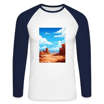 Goblin Valley State Park Vintage voyage affiche WPA - T-shirt baseball manches longues Homme - blanc/marine - Devant - Nik (191cm)