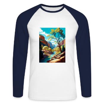 Oak Creek Canyon Arizona Vintage Reiseposter WPA - Unisex Baseballshirt langarm - Weiß/Navy - Vorne - Nik (191cm)