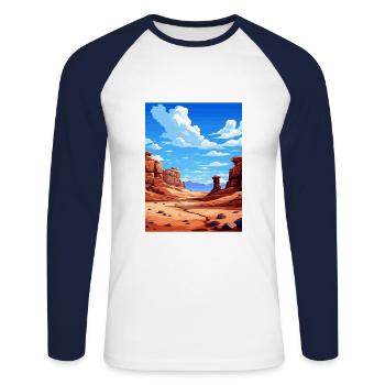 Goblin Valley State Park Vintage voyage affiche WPA - T-shirt baseball manches longues Homme - blanc/marine - Devant - Nik (191cm)