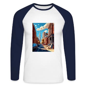 Philadelphie Pennsylvanie Vintage affiche de voyage - T-shirt baseball manches longues Homme - blanc/marine - Devant - Nik (191cm)