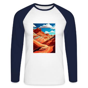Vermilion Cliffs Arizona Vintage voyage affiche WPA - T-shirt baseball manches longues Homme - blanc/marine - Devant - Nik (191cm)