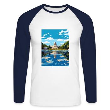 Ulysses S Grant Memorial Vintage Travel Poster WPA - T-shirt baseball manches longues Homme - blanc/marine - Devant - Nik (191cm)