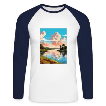 Toledo Bend Reservoir Texas Vintage Reiseposter - Unisex Baseballshirt langarm - Weiß/Navy - Vorne - Nik (191cm)