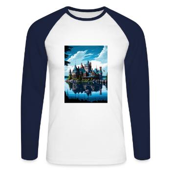 Boldt Castle New York État Vintage affiche de voyage - T-shirt baseball manches longues Homme - blanc/marine - Devant - Nik (191cm)