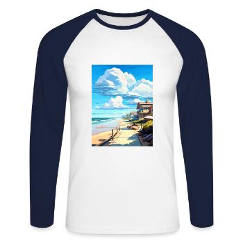 Affiche de voyage Vintage de Salt Creek Beach en Californie - T-shirt baseball manches longues Homme - blanc/marine - Devant - Nik (191cm)