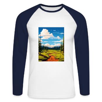 Parc national de Fishlake Utah Vintage affiche de voyage - T-shirt baseball manches longues Homme - blanc/marine - Devant - Nik (191cm)