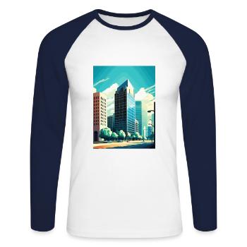 Fresno California Cali Vintage Travel Poster WPA - Unisex Long Sleeve Baseball T-Shirt - white/navy - Front - Nik (191cm)