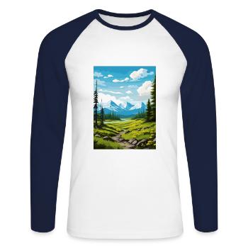 Chugach National Forest Alaska Reiseposter - Unisex Baseballshirt langarm - Weiß/Navy - Vorne - Nik (191cm)