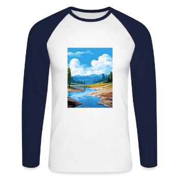 Hot Springs National Park Vintage Travel Poster - Unisex Long Sleeve Baseball T-Shirt - white/navy - Front - Nik (191cm)