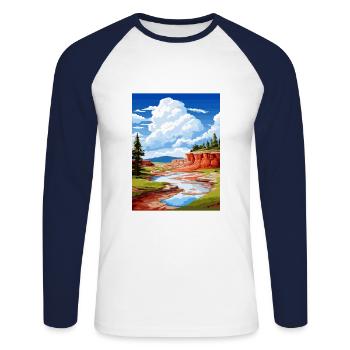 Hot Springs National Park Vintage Travel Poster - Unisex Long Sleeve Baseball T-Shirt - white/navy - Front - Nik (191cm)