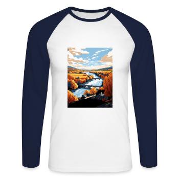 Lehigh Valley Pennsylvanie Vintage affiche de voyage - T-shirt baseball manches longues Homme - blanc/marine - Devant - Nik (191cm)