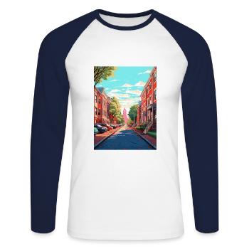 Philadelphie Pennsylvanie Vintage affiche de voyage - T-shirt baseball manches longues Homme - blanc/marine - Devant - Nik (191cm)