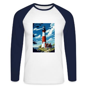 Long Island New York State Vintage Travel Poster - Unisex Long Sleeve Baseball T-Shirt - white/navy - Front - Nik (191cm)