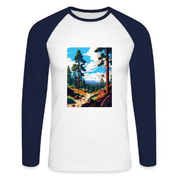 Cleveland National Forest Vintage Reiseposter - Unisex Baseballshirt langarm - Weiß/Navy - Vorne - Nik (191cm)