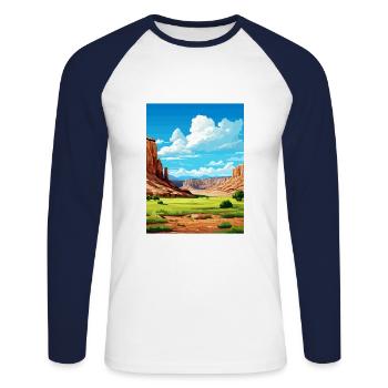 Capitol Reef National Park Vintage Reiseposter - Unisex Baseballshirt langarm - Weiß/Navy - Vorne - Nik (191cm)