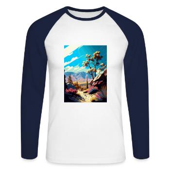 Los Padres National Forest Vintage Reiseposter - Unisex Baseballshirt langarm - Weiß/Navy - Vorne - Nik (191cm)